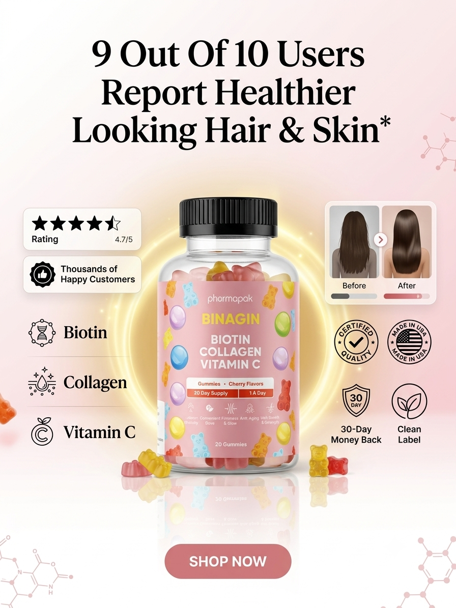 Binagin Beauty Gummies( Biotin,Collagen,Vitamin C)