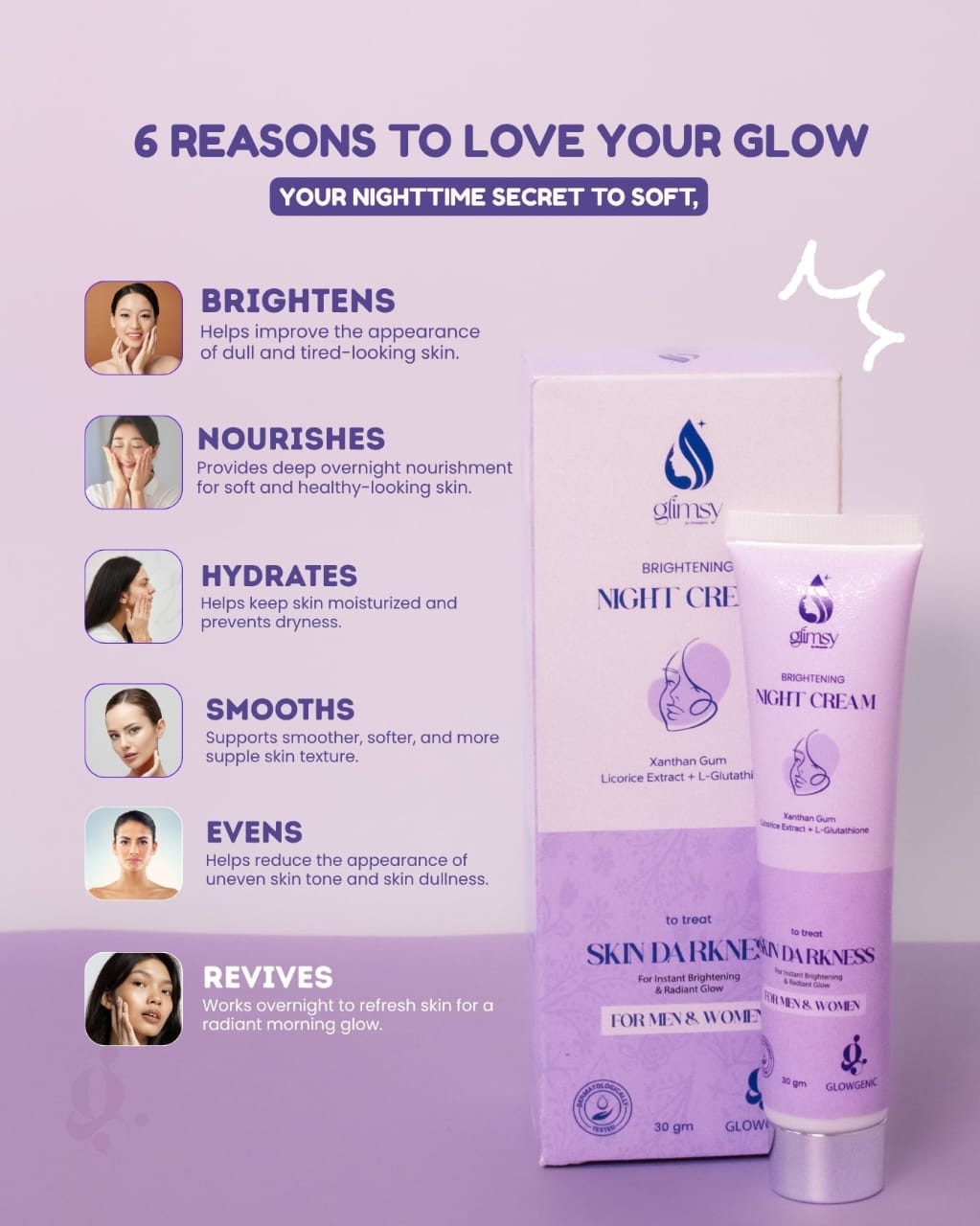 Glimsy Brightening Night Cream (Xanthan gum )